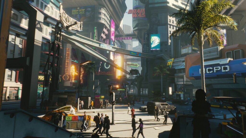 Widok Night City z gry Cyberpunk 2077