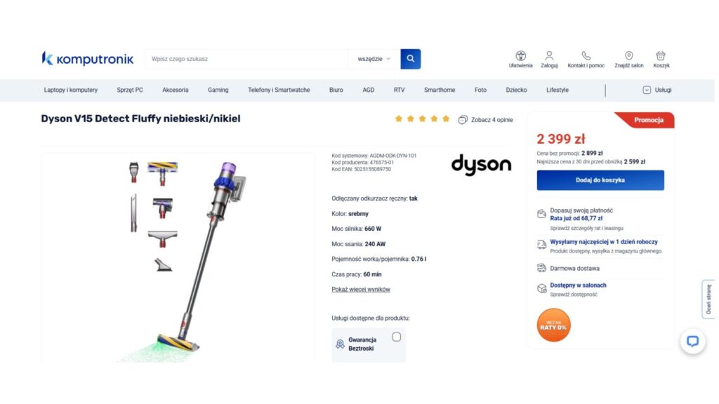 Odkurzacz Dyson V15 Detect Fluffy