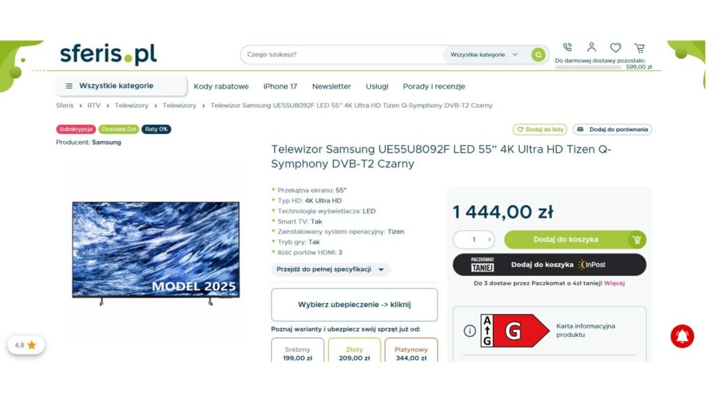 Telewizor Samsung UE55U8092F