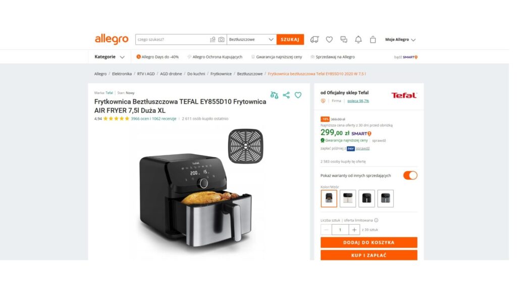 Frytkownica Beztłuszczowa Air Fryer TEFAL