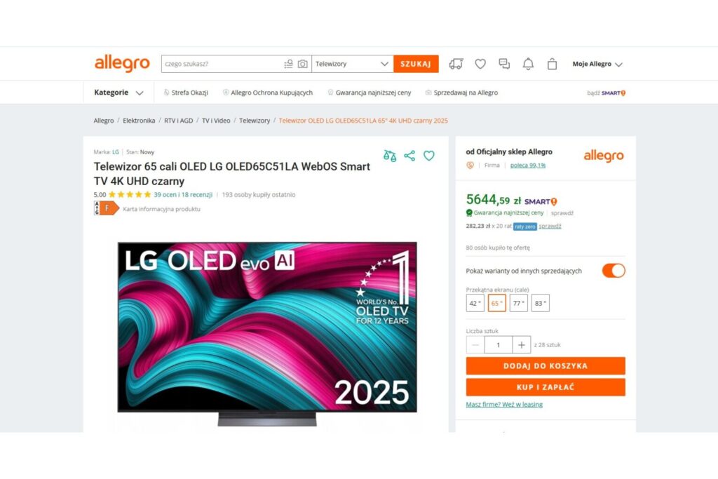 Telewizor 65 cali OLED LG