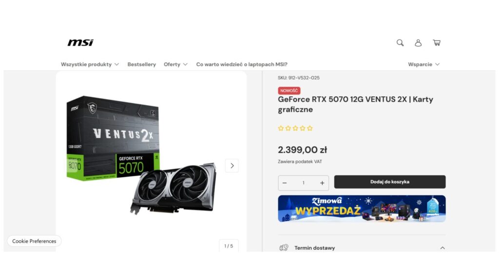 Karta graficzna GeForce RTX 5070 12G VENTUS 2X