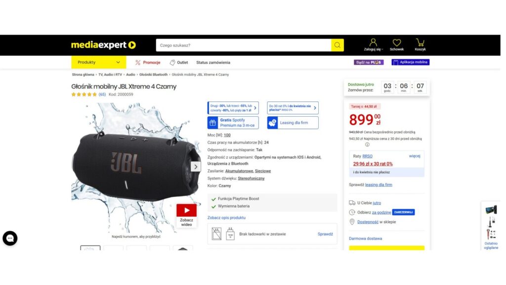 Głośnik mobilny JBL Xtreme 4 Czarny