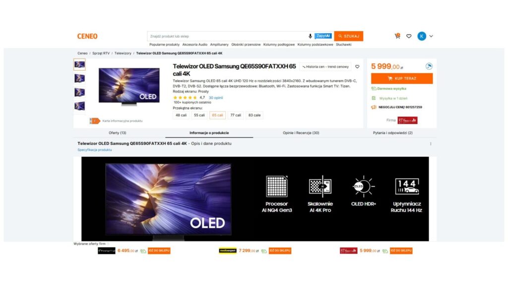 Telewizor OLED Samsung QE65S90F