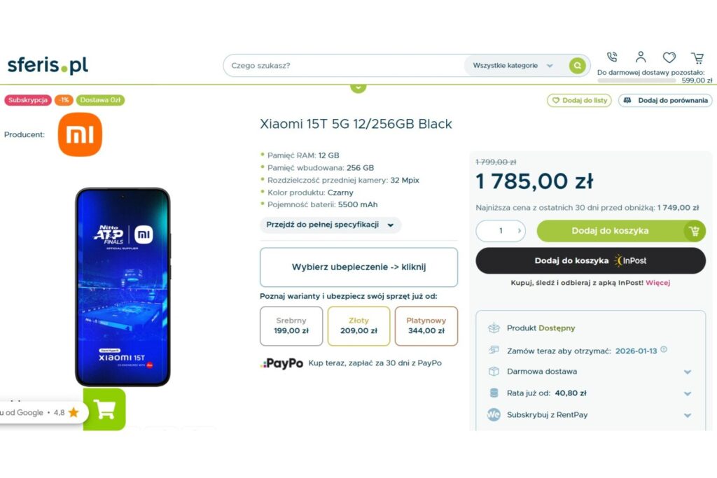 Smartfon Xiaomi 15T 5G 12/­256GB
