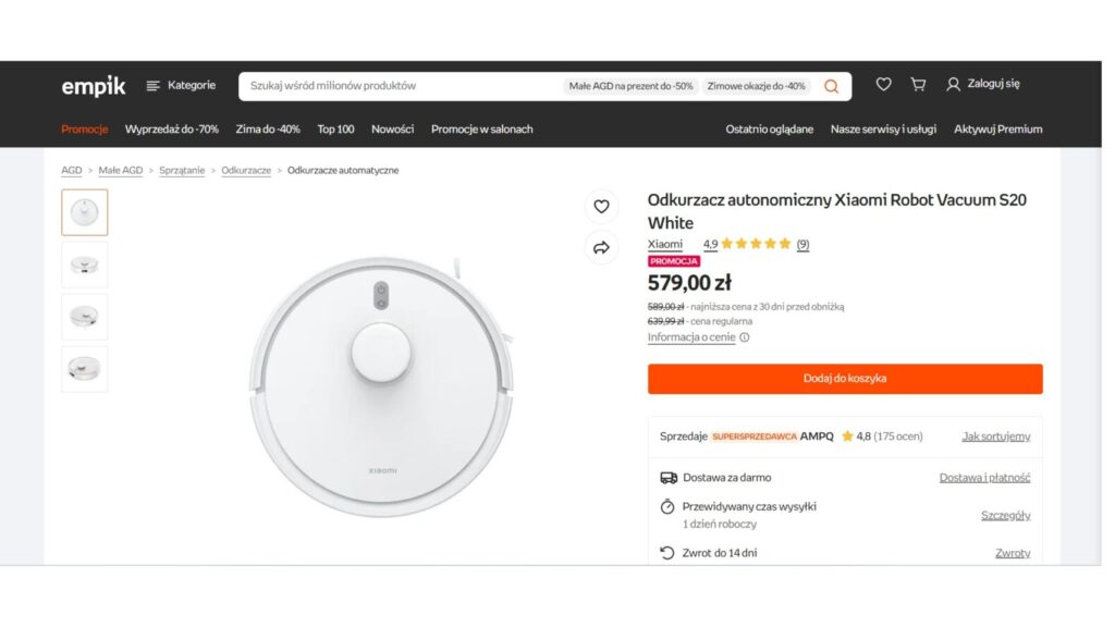 Odkurzacz autonomiczny Xiaomi Robot Vacuum S20