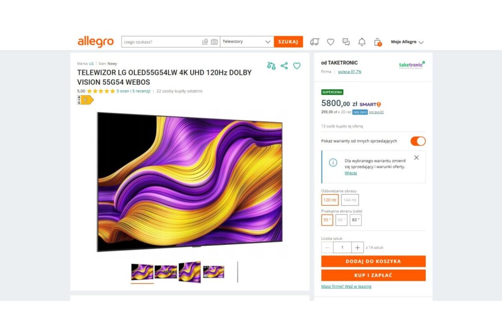 TELEWIZOR LG OLED55G54LW