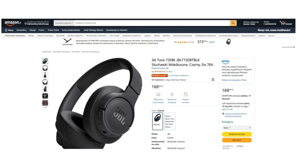Słuchawki Jbl Tune 720Bt