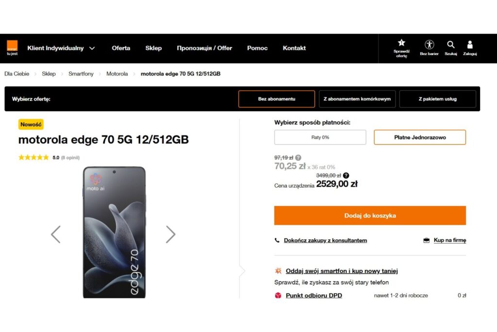 Smartfon motorola edge 70 5G 12/512GB