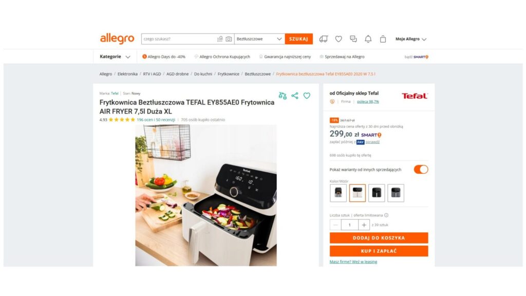Frytkownica Beztłuszczowa, air fryer TEFAL