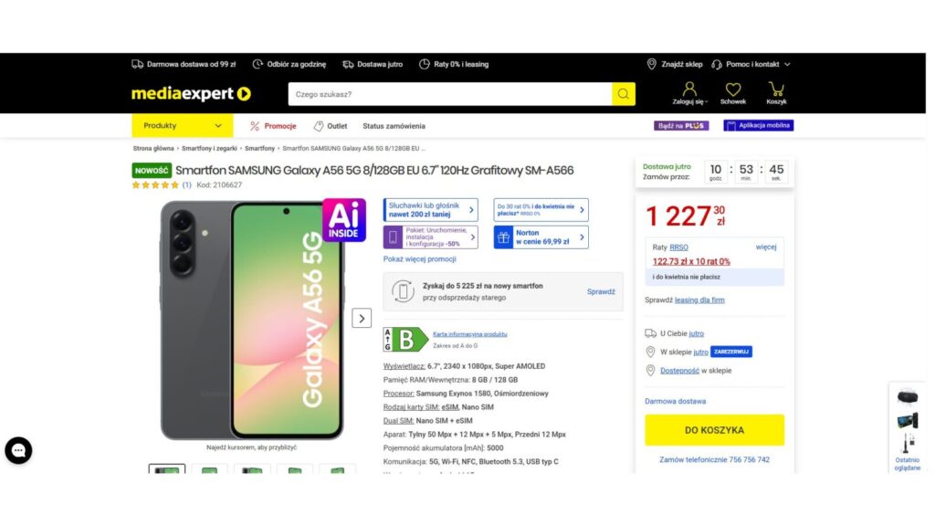 Smartfon SAMSUNG Galaxy A56