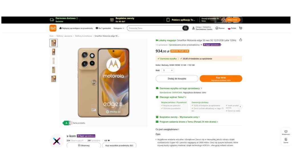 Smartfon Motorola edge 50 neo 5G 12/512GB