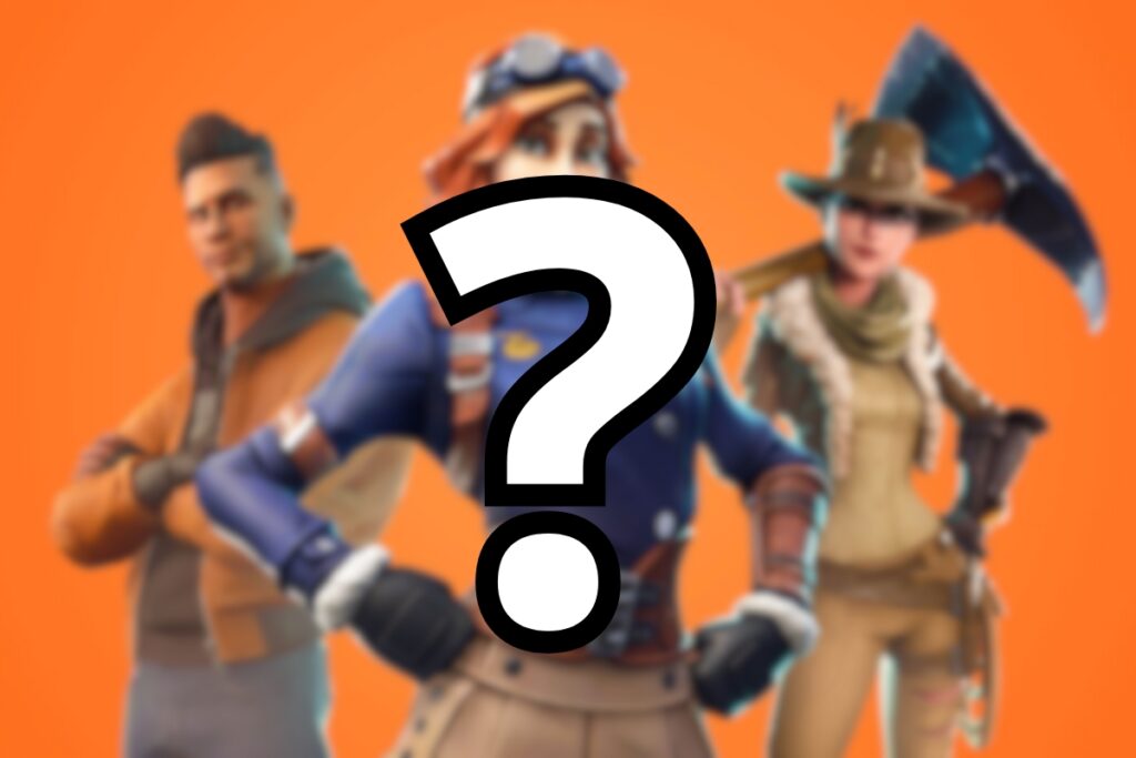 Wyblurowany screen z fortnite i z przodu duży znak zapytania