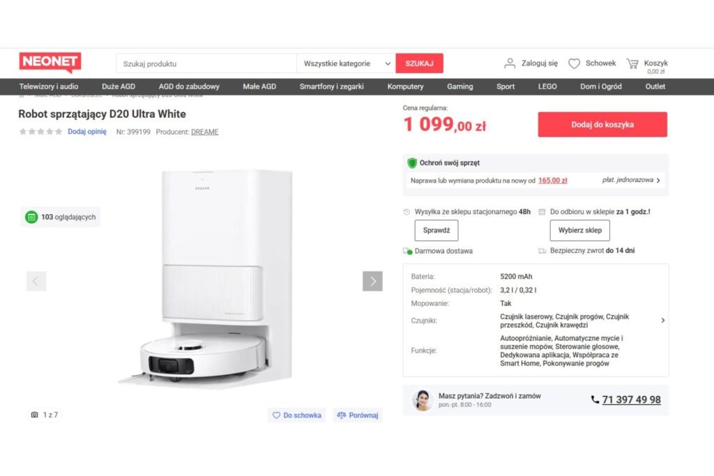 Robot sprzątający Dreame D20 Ultra