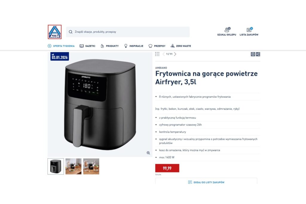 AMBIANO Frytownica na gorące powietrze Air fryer