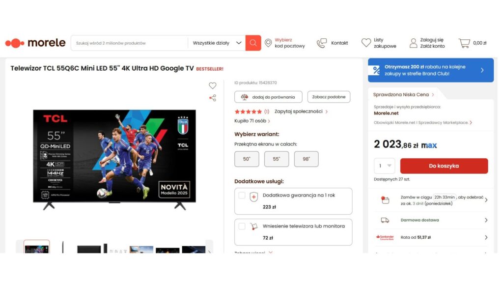 Telewizor TCL 55Q6C Mini LED 55''