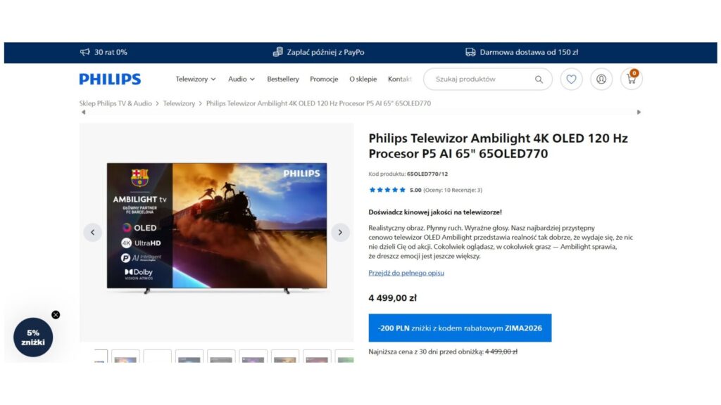 Philips Telewizor Ambilight 4K OLED