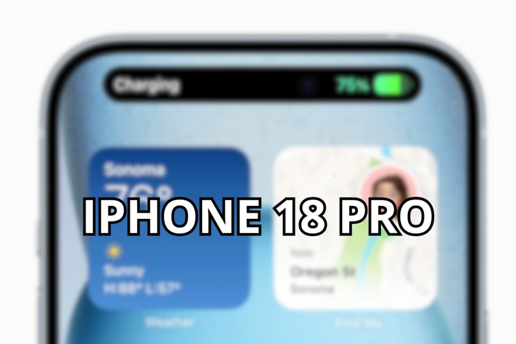Zbliżenie na ekran iphona. jest wyblurowany. dodany naspis "iphone 18 pro".