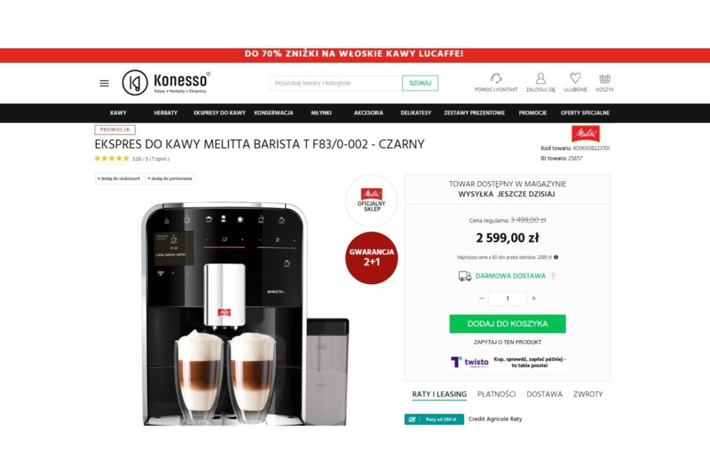 Ekspres do kawy Melitta Barista T F83/0-002