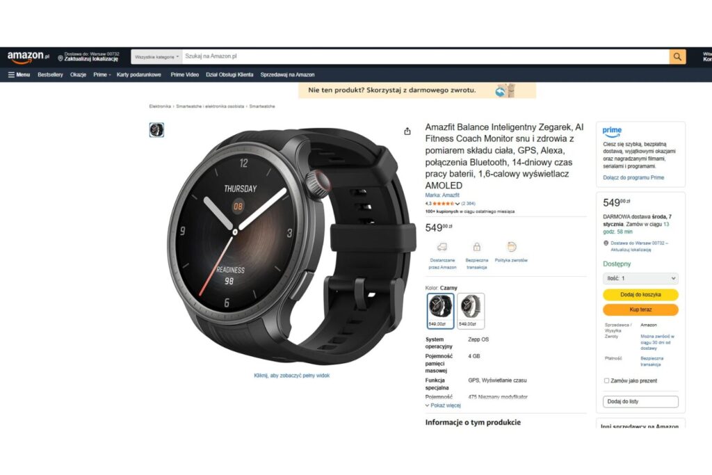 Smartwatch Amazfit Balance