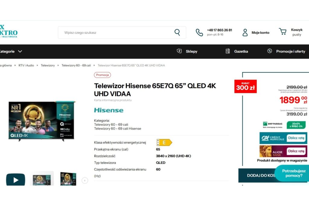Telewizor Hisense 65E7Q 65” QLED