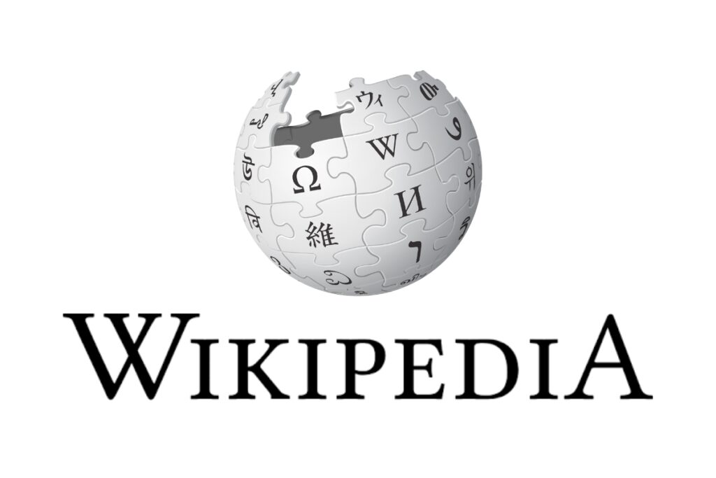 Logo Wikipedia i napis pod spodem