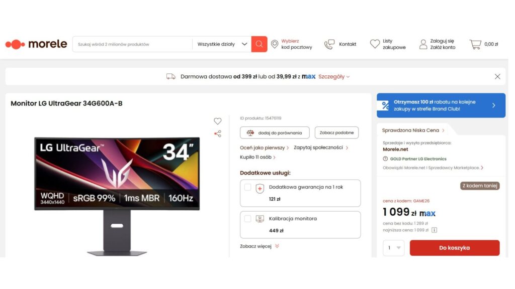Monitor LG UltraGear 34G600A-B