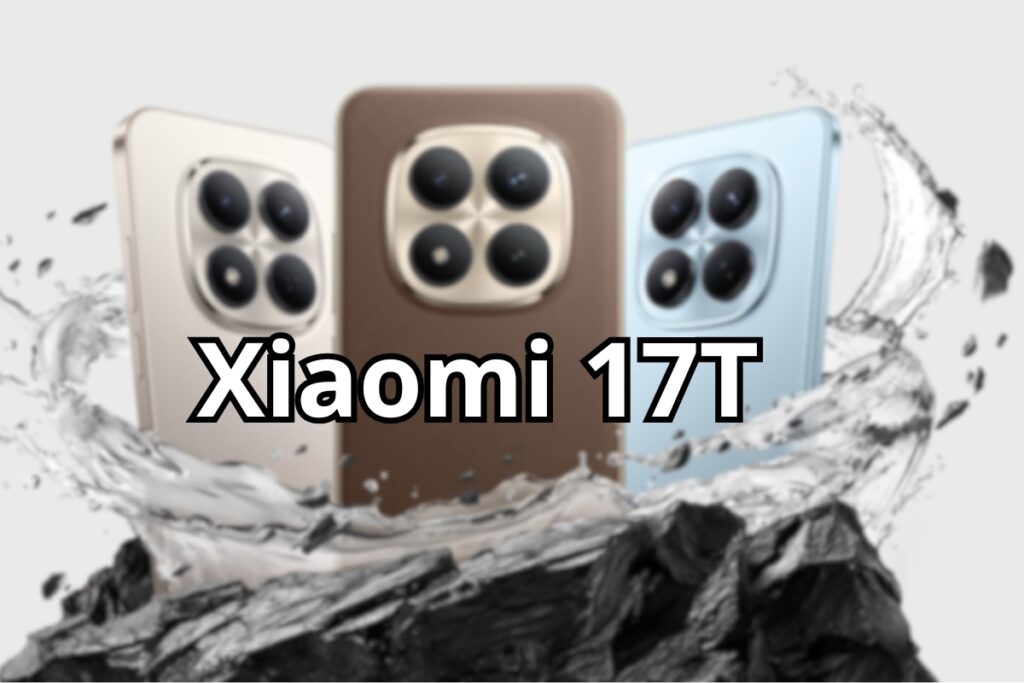 Zablurowane 3 telefony z tylu i napis Xiaomi 17T