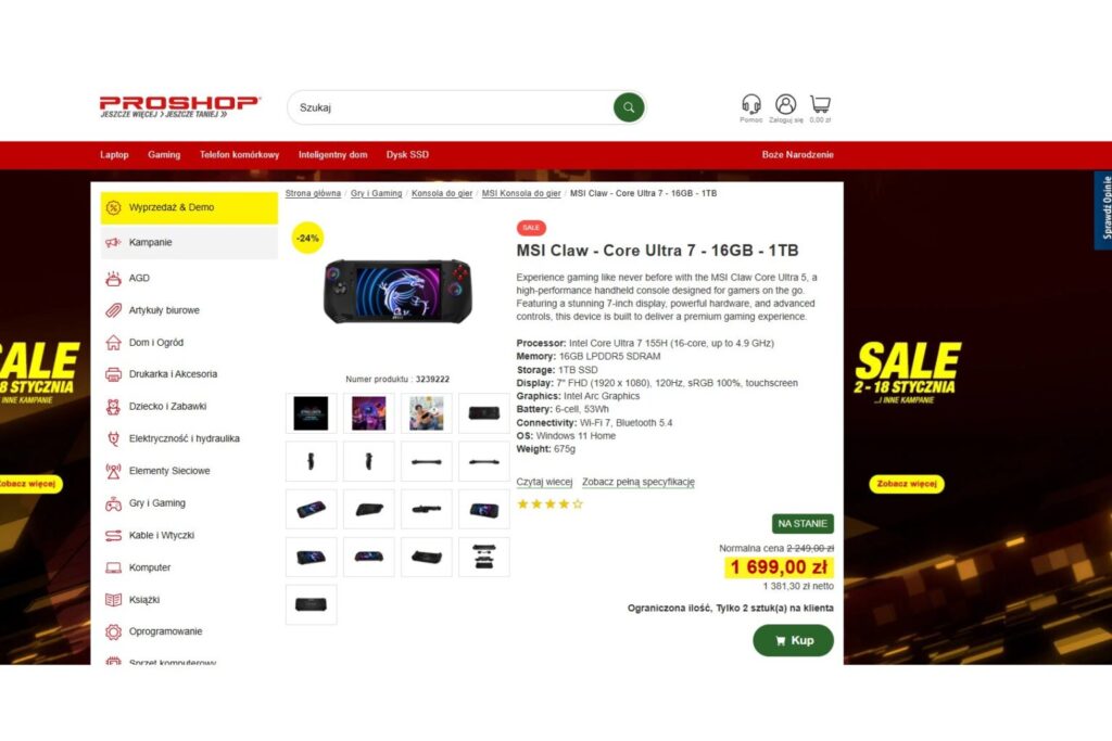 Przenośna konsola MSI Claw