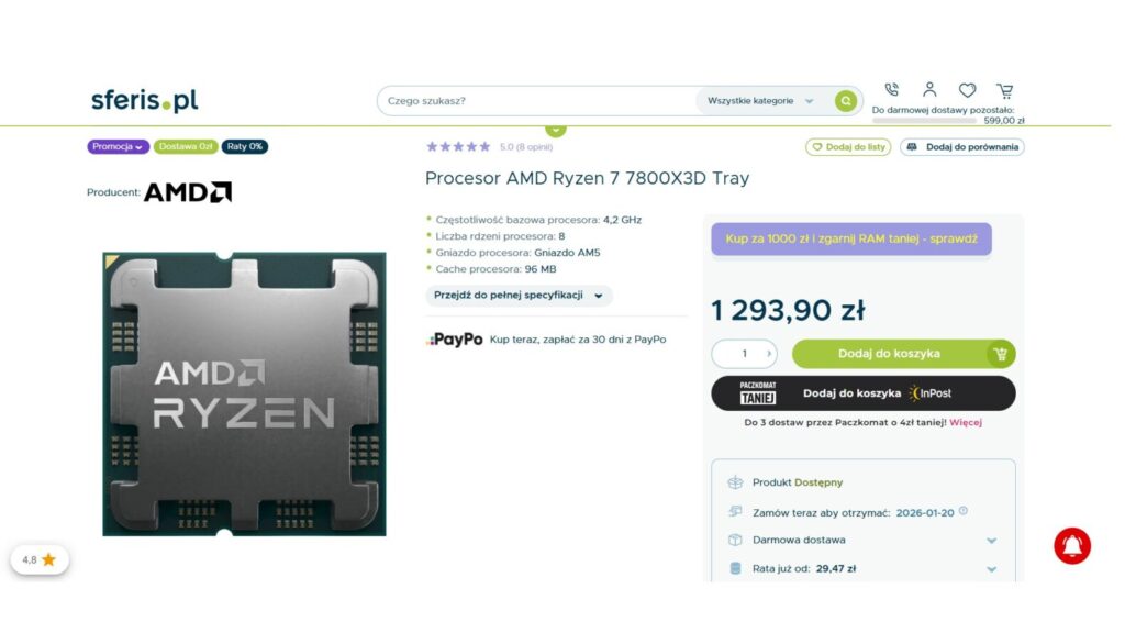 Procesor AMD Ryzen 7 7800X3D Tray