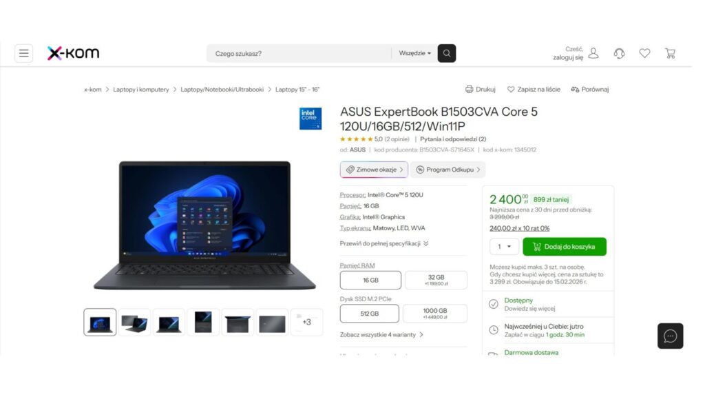 Laptop ASUS ExpertBook B1503CVA