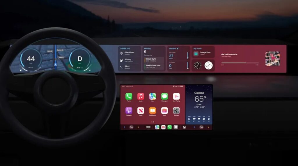 Screen prezentujący CarPlay od Apple'a