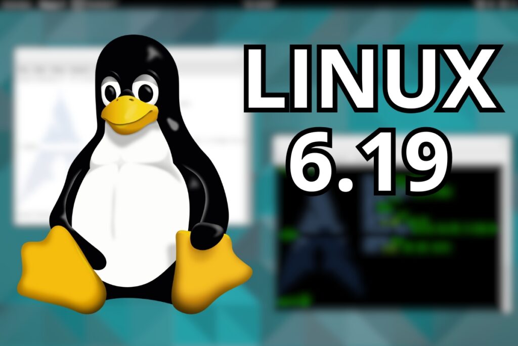 Logo linuxa i napis "Linux 6.19"