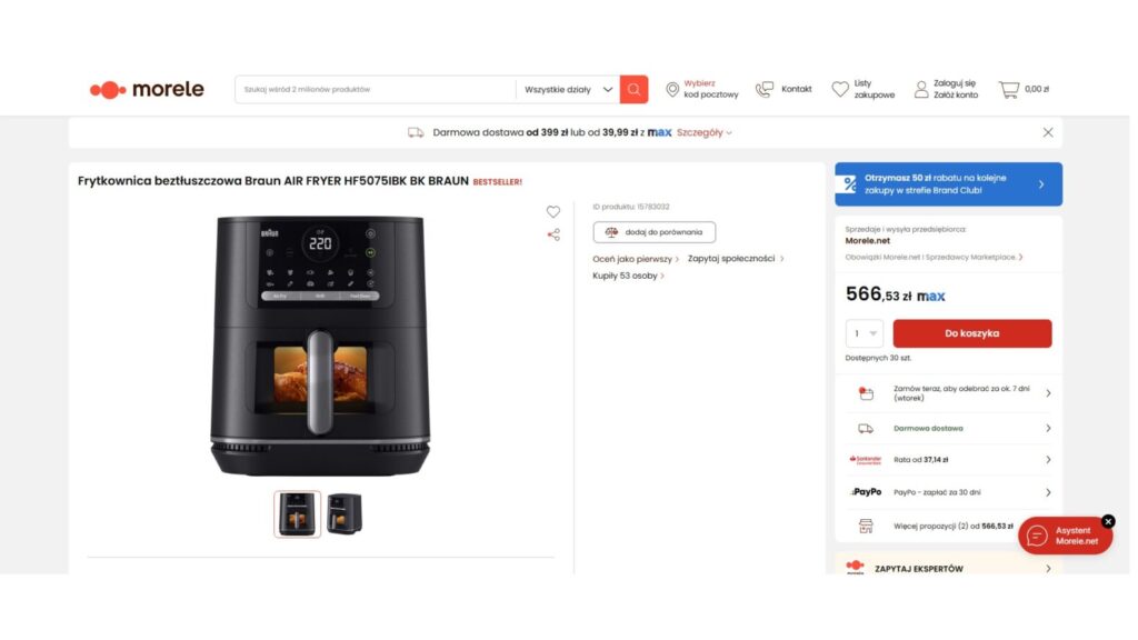 Frytkownica beztłuszczowa Braun AIR FRYER