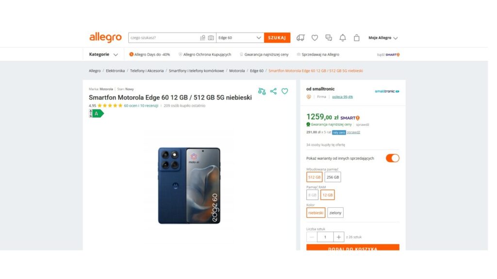 Smartfon Motorola Edge 60 12 GB / 512 GB