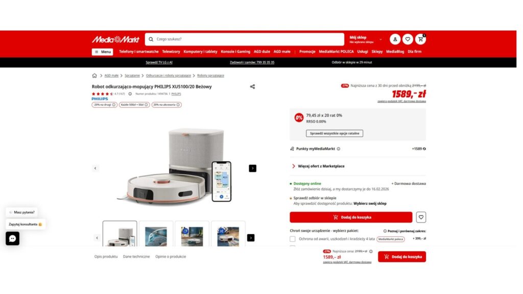 Robot odkurzająco-mopujący PHILIPS XU5100/20 Beżowy