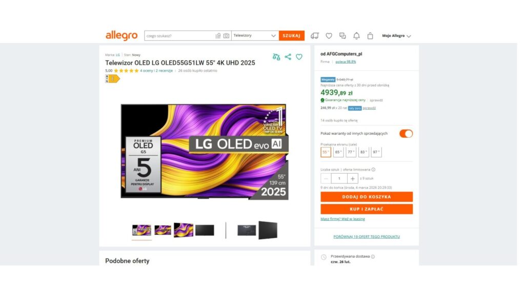 Telewizor OLED LG OLED55G51LW