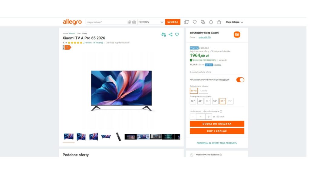 Telewizor Xiaomi TV A Pro 65 2026