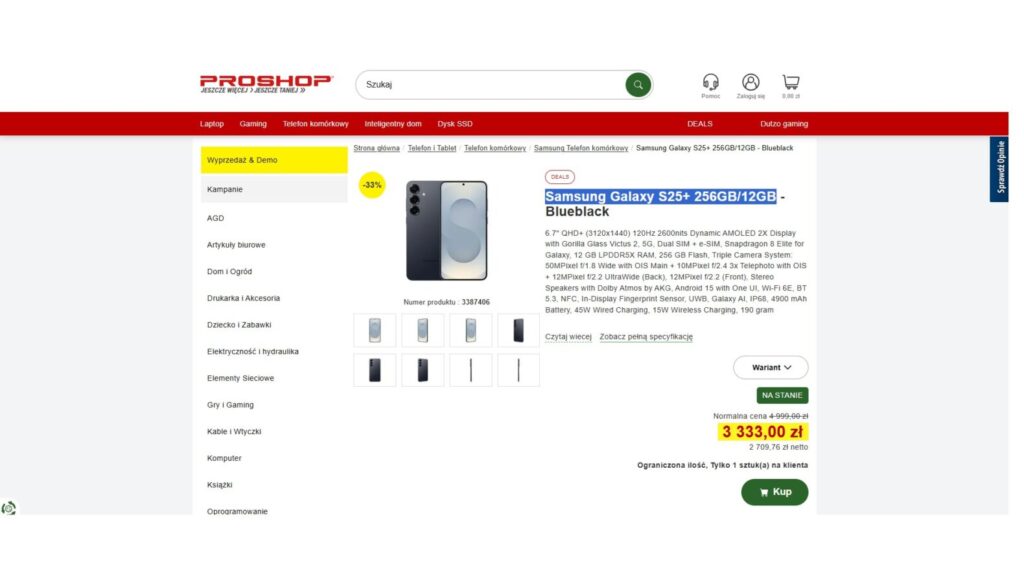 Samsung Galaxy S25+ 256GB/12GB