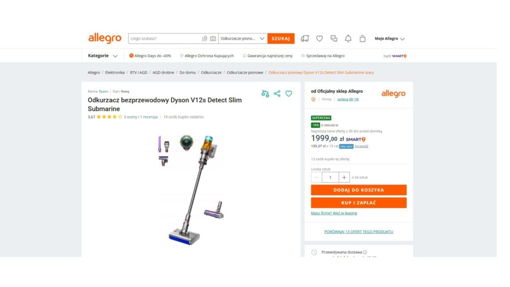 Odkurzacz bezprzewodowy Dyson V12s Detect Slim Submarine