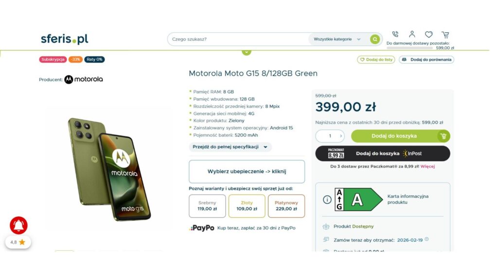 Motorola Moto G15 8/­128GB