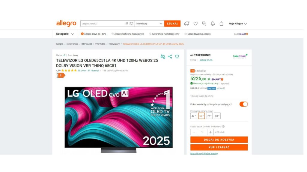 TELEWIZOR LG OLED65C51LA