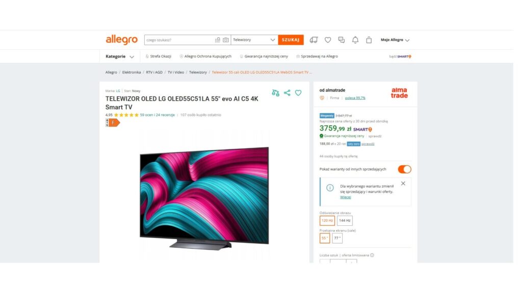 TELEWIZOR OLED LG OLED55C51LA