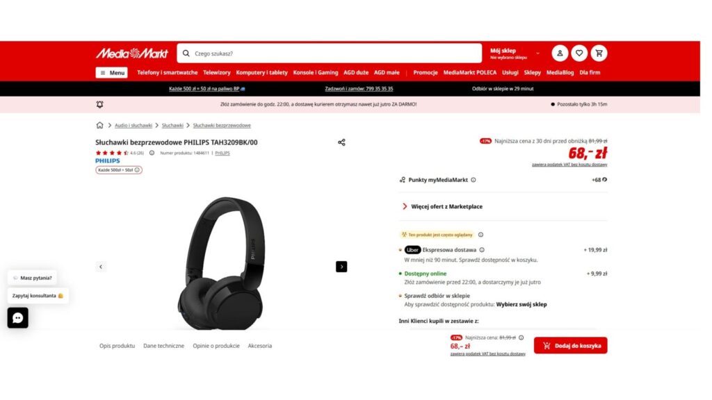 Słuchawki bezprzewodowe PHILIPS