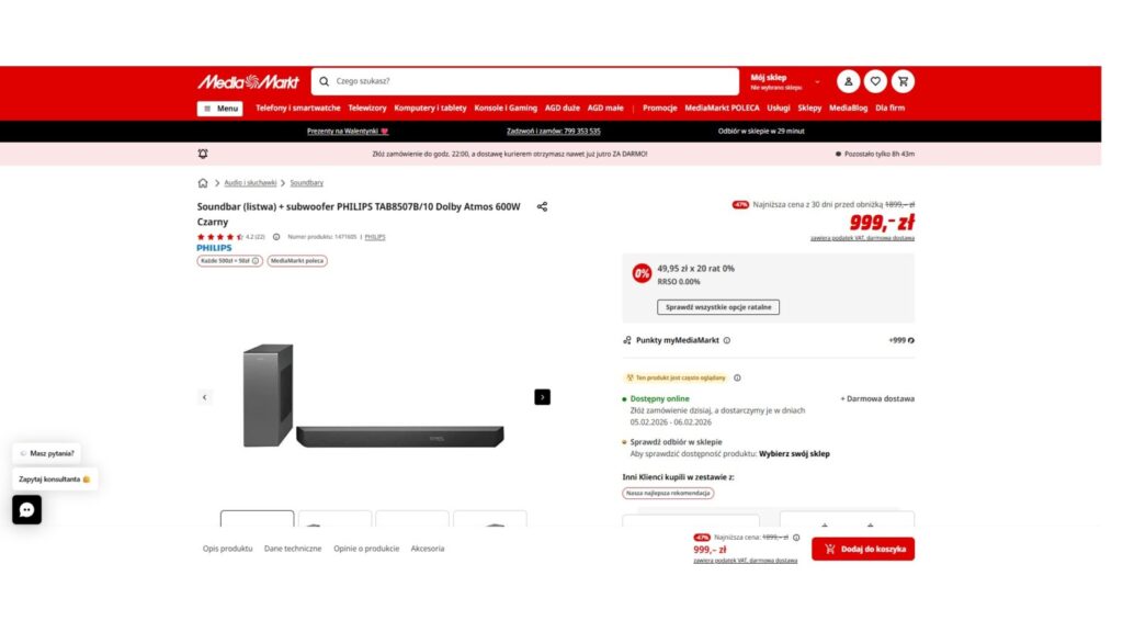 Soundbar + subwoofer PHILIPS