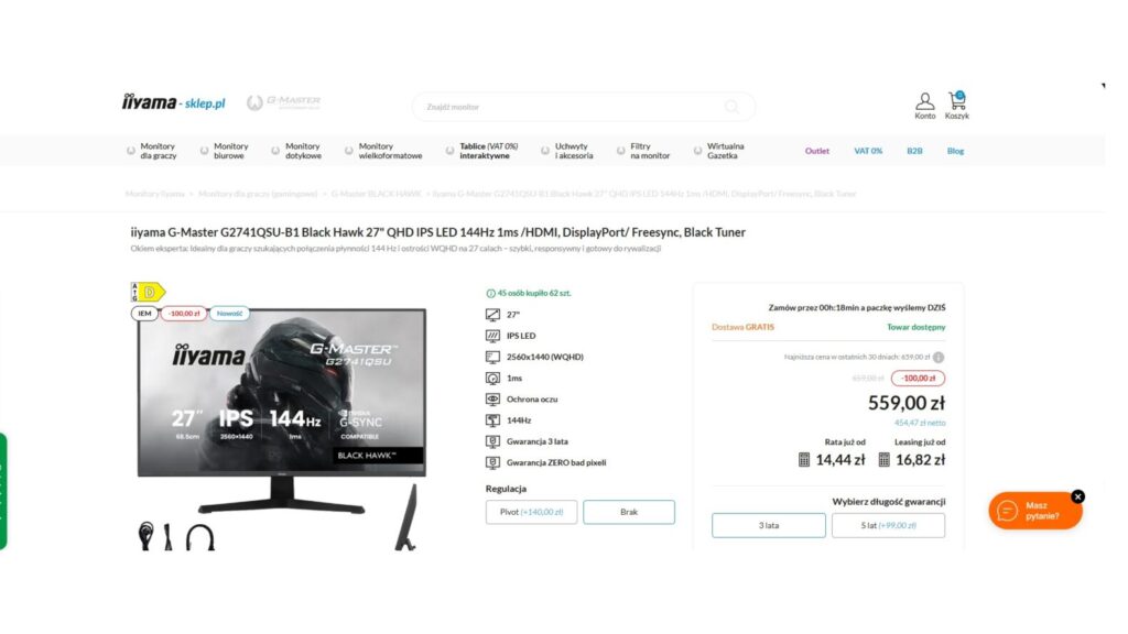 Monitor iiyama G-Master G2741QSU-B1 Black Hawk 27"
