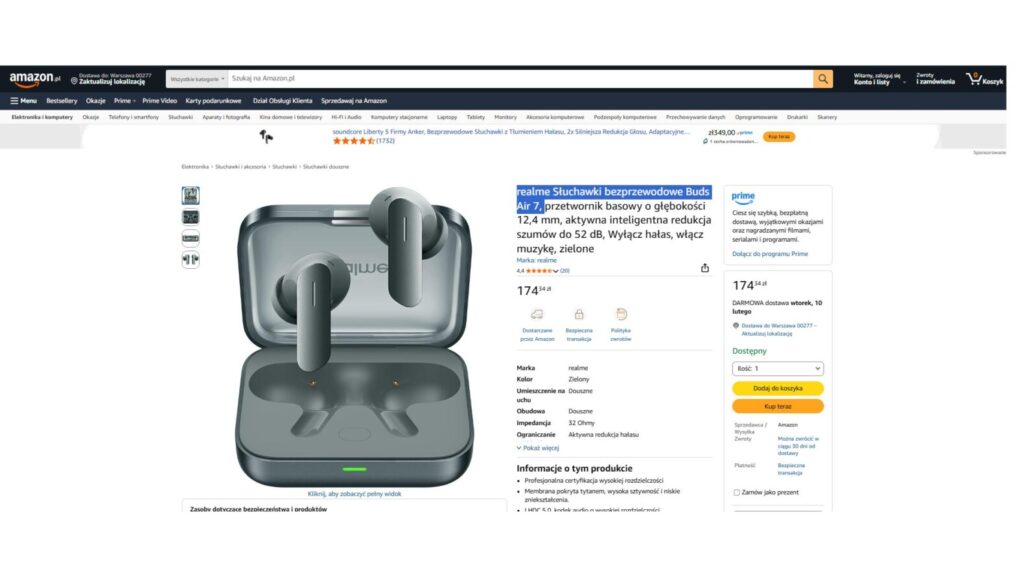 realme Słuchawki bezprzewodowe Buds Air 7