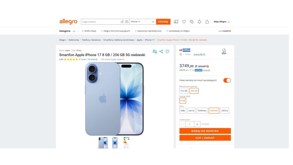 Smartfon Apple iPhone 17