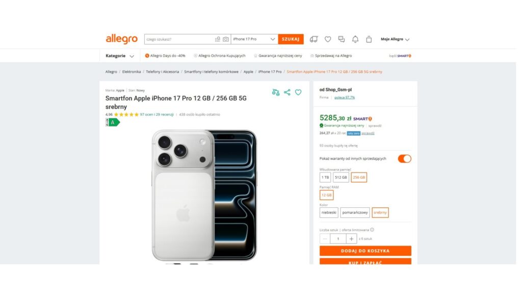 Smartfon Apple iPhone 17 Pro
