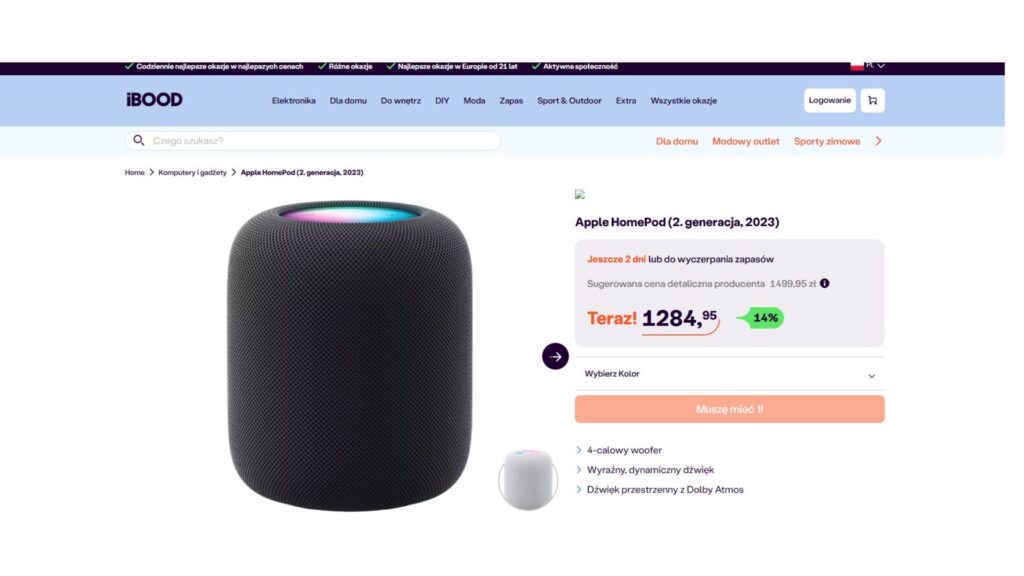 Głośnik Apple HomePod (2. generacja, 2023)